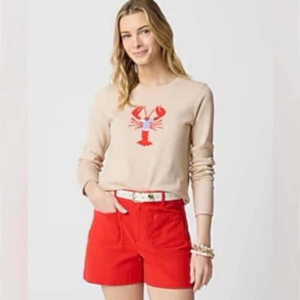 J. Crew woman’s Lobster Teddie Cotton Sweater Beige